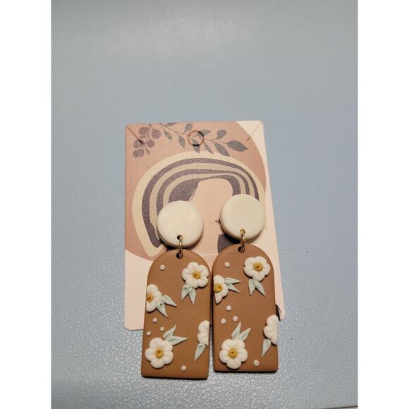 For Women Jewelry - Handmade Mexican Terra Cotta Barro‎ Inspired Dangle Post Earrings Light Weight